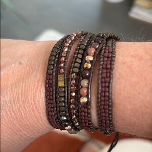 Nakamol Long Beaded Multi Wrap Bracelet Neutral Colors EUC